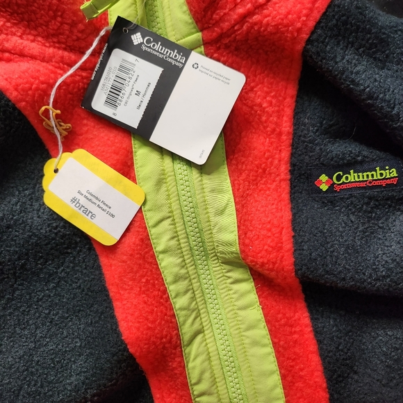 NWT Columbia Men’s Quarter Zip Fleece Medium Red Black Neon - Picture 4 of 4